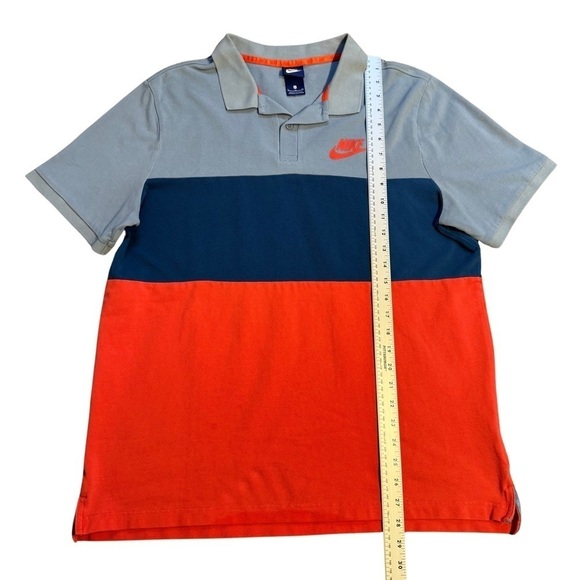 Nike Men's Polo XL Blue Orange 100% Cotton Basic Color block - Picture 4 of 5